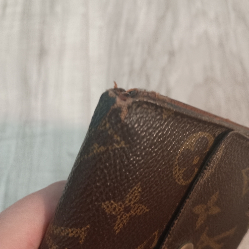Vintage Louis Vuitton Wallet Card Holder Brown leather Made in France Authentic - Picture 7 of 14